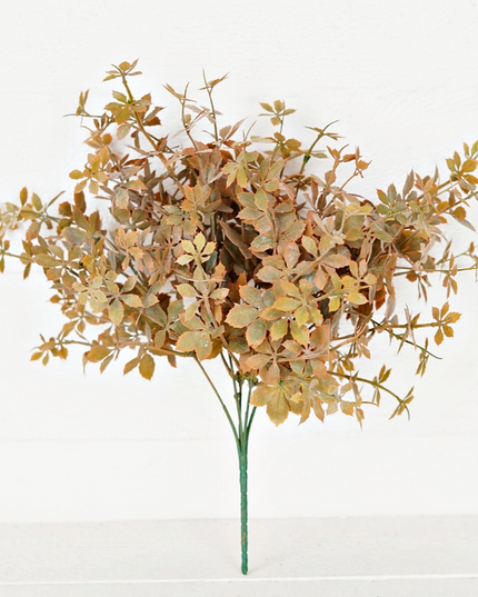 16" plastic sweetgum leaves bush-flocked fall mix