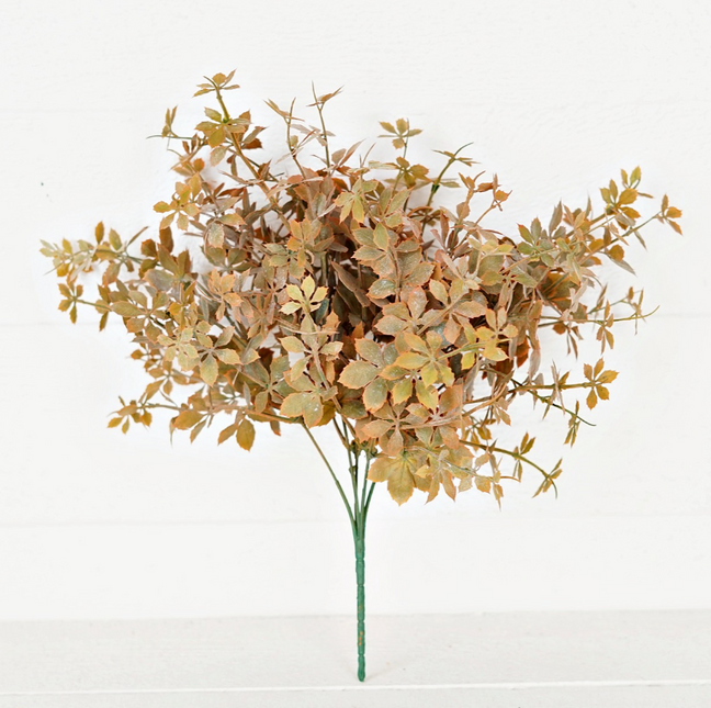 16" plastic sweetgum leaves bush-flocked fall mix