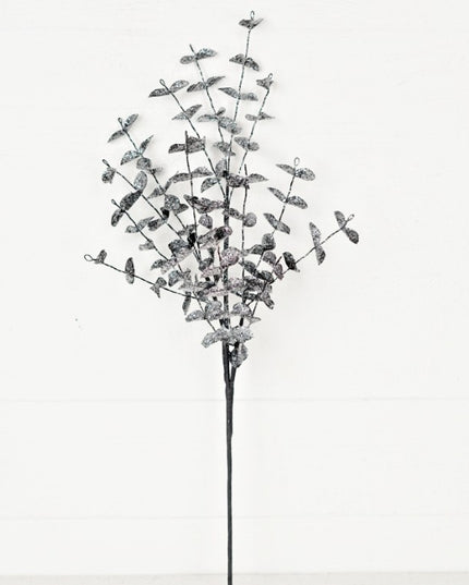 24" Sparkle Glitter Black Eucalyptus Pick