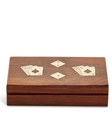 Wood Crafted Playing Card/Dice Game Set