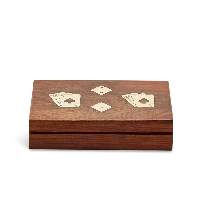 Wood Crafted Playing Card/Dice Game Set