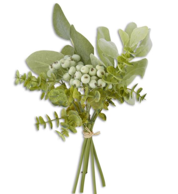 13 Inch Mixed Green Foliage w/Berries Bundle (6 Stems)