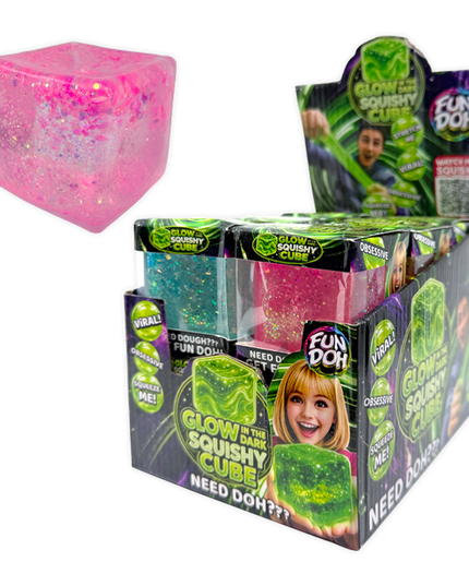 Fun Doh Glow in the Dark Squishy Sparkle Cube