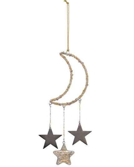 Beaded Moon & Stars Ornament image 0