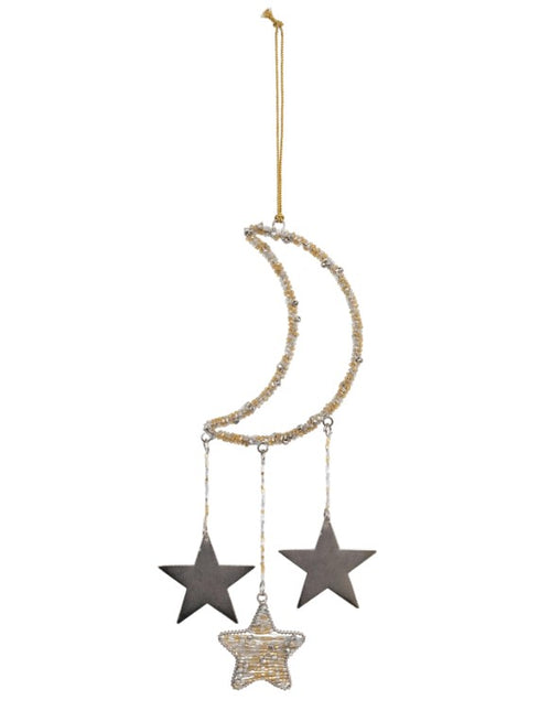 Beaded Moon & Stars Ornament image 0