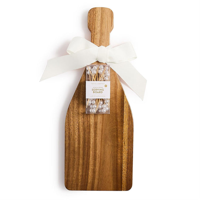 Champagne Bottle Serving Board w/ 20 Pearl Picks