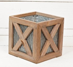 Square Wood Box with Olive Tin image 1