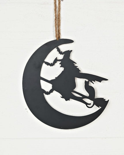 Metal Black Witch w/ Moon Ornament
