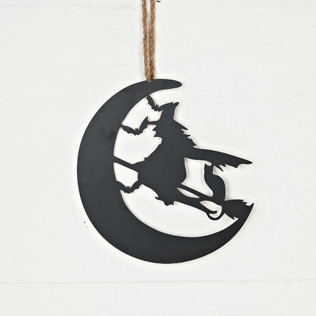 Metal Black Witch w/ Moon Ornament