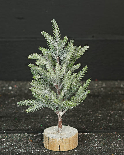 11inH Snow Flocked Mini Hemlock Pine Tree