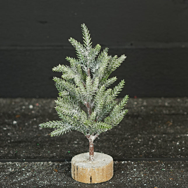 11inH Snow Flocked Mini Hemlock Pine Tree