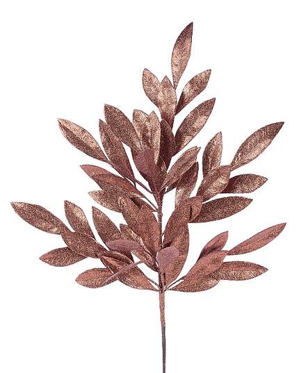 23" Glitter Bay Leaf Spray
