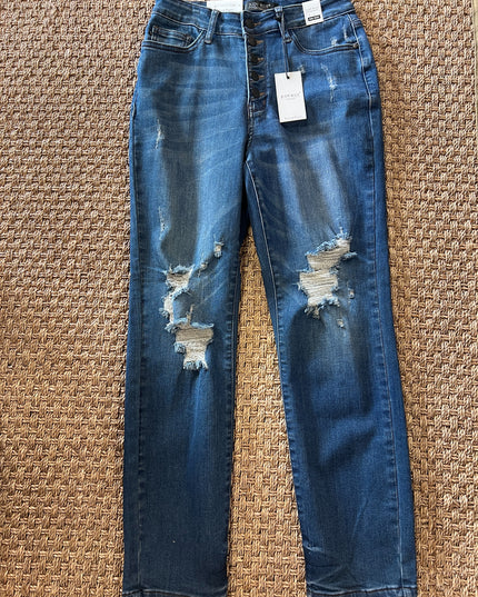 5 Button High Waist Boyfriend Judy Blue Jeans image 0