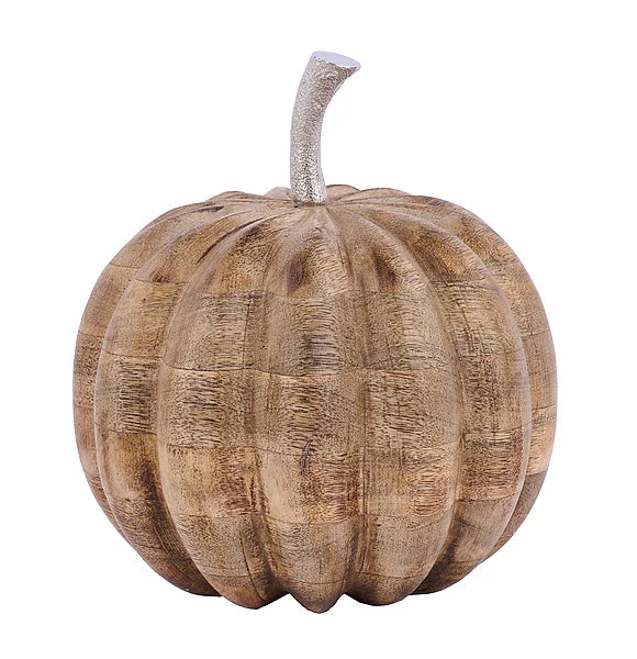 7.5"Hx6.75"Dia Mango Wood Pumpkin W/Stem