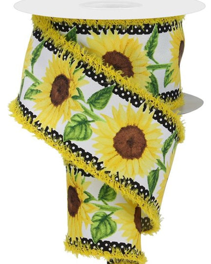 2.5" x 10yd Sunflowers W/Polka Dots/Drift image 0