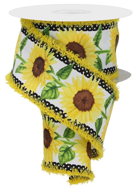 2.5" x 10yd Sunflowers W/Polka Dots/Drift image 0