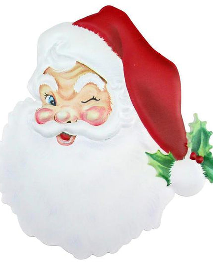 12" Metal Embossed Santa Face image 0
