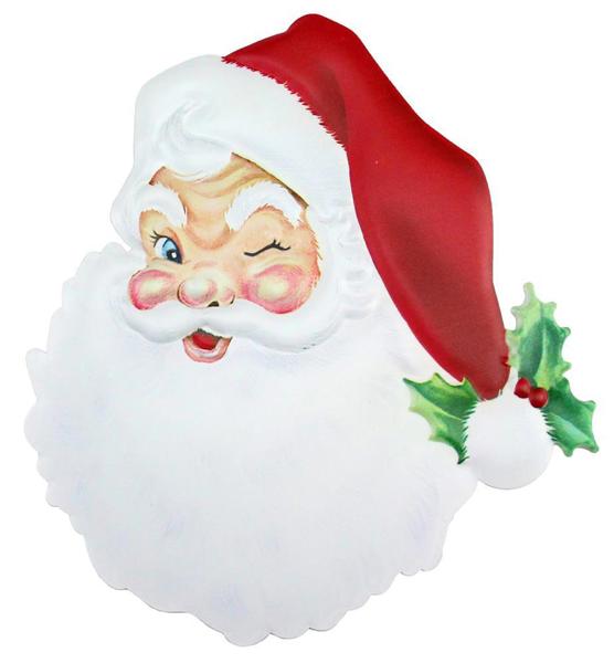 12" Metal Embossed Santa Face image 0
