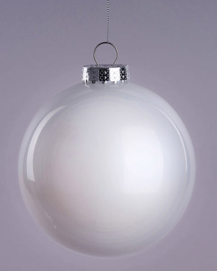 150MM Glass Look Ornament Pearl White image 0