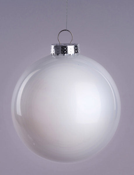 150MM Glass Look Ornament Pearl White image 0