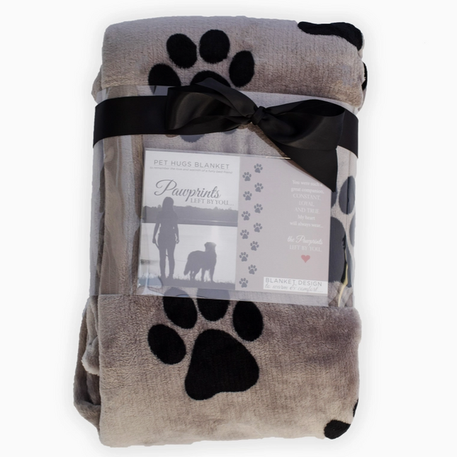 Pawprints Left by You Sympathy Pet Loss Hugs Blanket