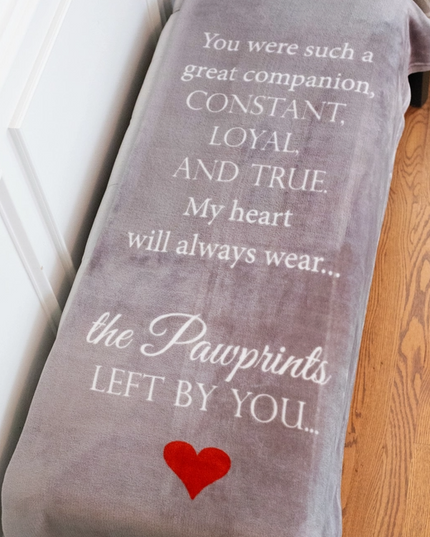 Pawprints Left by You Sympathy Pet Loss Hugs Blanket