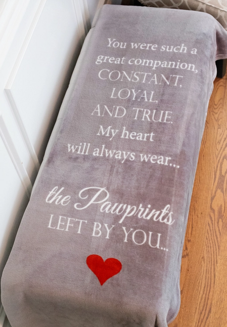 Pawprints Left by You Sympathy Pet Loss Hugs Blanket