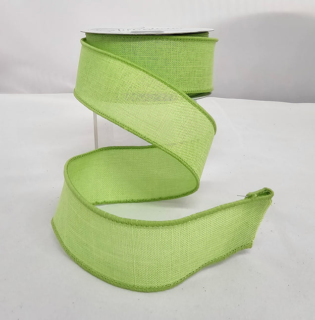 1.5" x 10Y Pastel Royal Burlap Lime Green image 0
