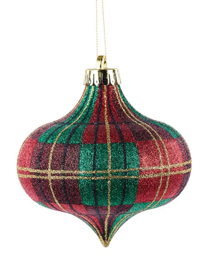 120Mm Glitter Plaid Onion Ornament