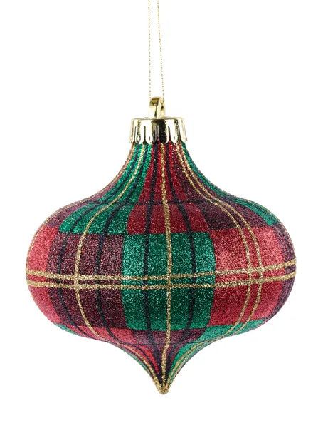 120Mm Glitter Plaid Onion Ornament