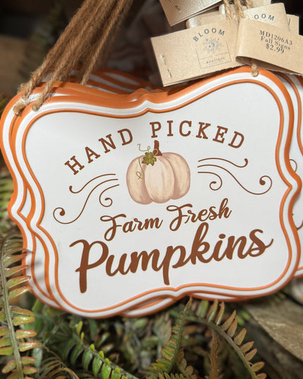 Hand Picked Pumpkins Metal Sign image 0