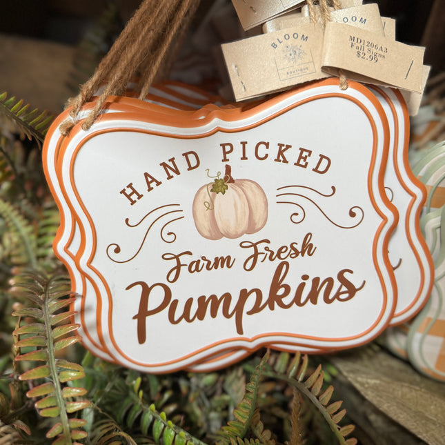 Hand Picked Pumpkins Metal Sign image 0