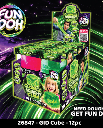 Fun Doh Glow in the Dark Squishy Sparkle Cube