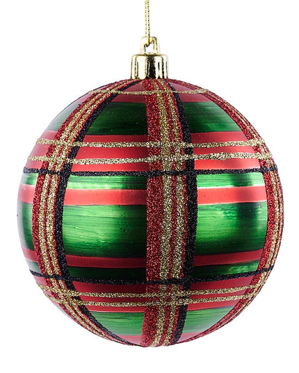 100Mm Painted/Glitter Plaid Ball