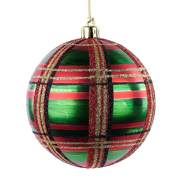 100Mm Painted/Glitter Plaid Ball