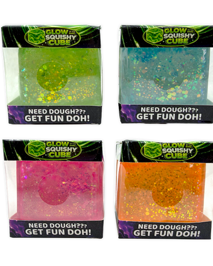 Fun Doh Glow in the Dark Squishy Sparkle Cube