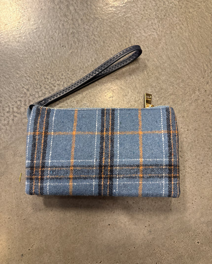 Riley Plaid Crossbody/Wristlet Beige