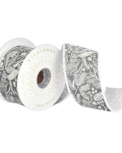 2.5" x 5 yd Gray Jairo Jacquard Ribbon