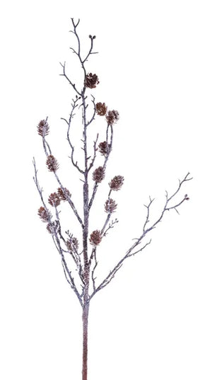 27"L Mini Pinecone Spray W/Snow