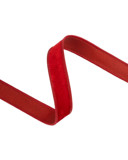 1" Wired Heritage Velvet Ribbon | Red | 10 Yard Roll