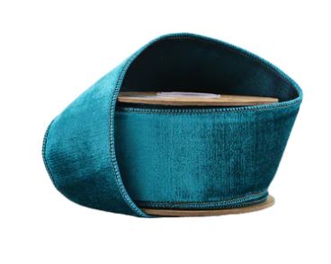 2.5"x5Y Teal Velvet w/ Teal Metallic Backing