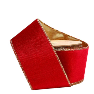 2.5"x10Y Reversible Velvet Scarlet/Gold