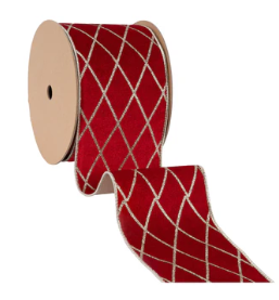 4" Velvet Glitter Diamond Ribbon