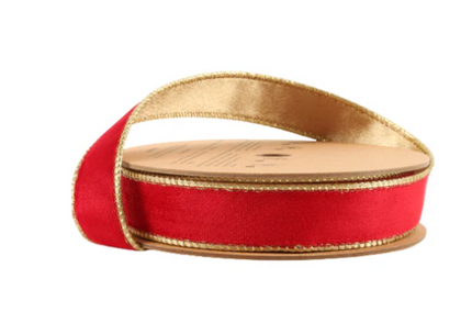 1" Red/Gold Velvet Ribbon