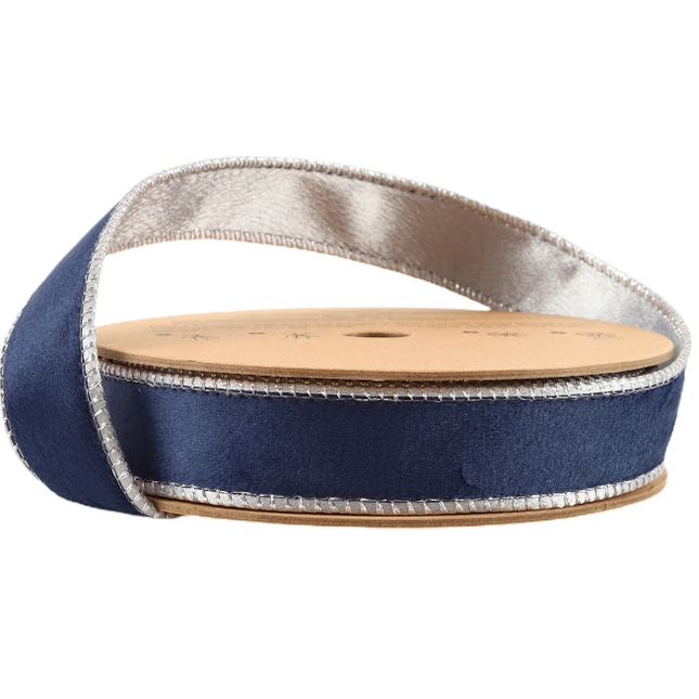 1" Rev Navy Silver Velvet