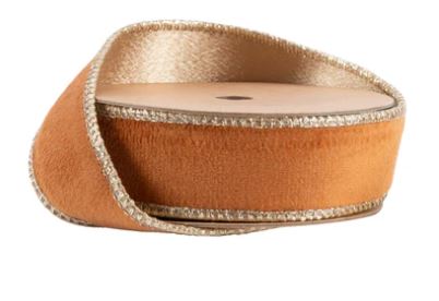 1"x10Y Wired Reversible Velvet Ribbon with Gold Backing