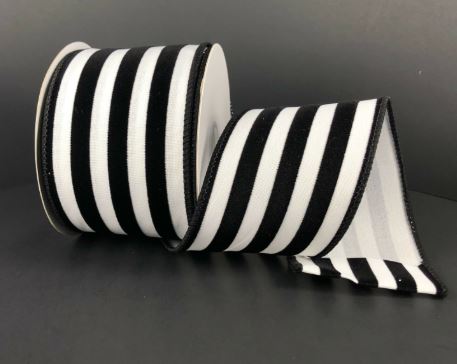 White/Black Flocked Cabana Stripes 2.5"x10Y
