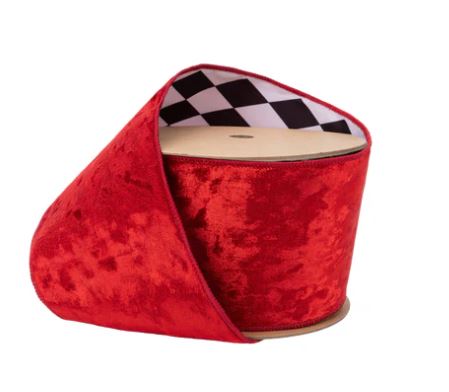 Red Velvet Ribbon with Black/White Backing 4"x10Y