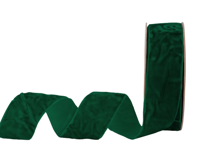 1"X10Y Green Crushed Velvet Ribbon