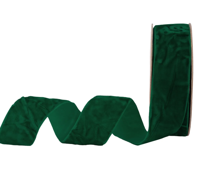 1"X10Y Green Crushed Velvet Ribbon
